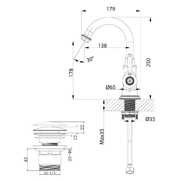 Смеситель Lemark LM6707RG Spark розовое золото (для раковины)
