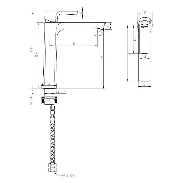 Смеситель Lemark LM7209BL Ursus PVD (для раковины)