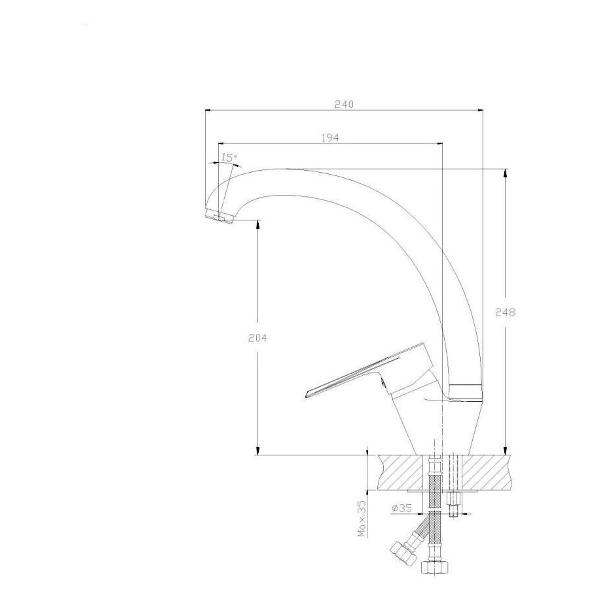 Смеситель Rossinka RS28-23 (для мойки)