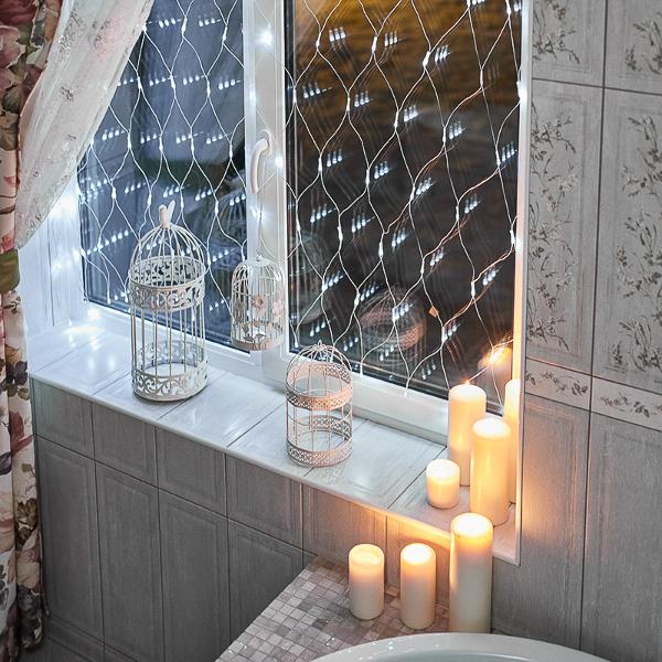 Сетки светодиодные новогодние NEON-NIGHT Сеть 1.5х1.5м, 8 режимов, 96 белых светодиодов