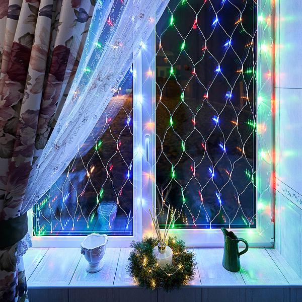 Сетки светодиодные новогодние NEON-NIGHT Сеть 1.5х1.5м, 8 режимов, 96 светодиодов