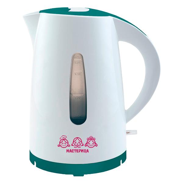 Электрочайник Мастерица ЕК-1701M белый/бирюзовый