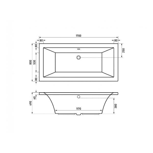 Ванна акриловая BERGES Tari 170X80см (050028)