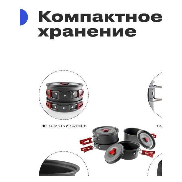 Набор посуды туристической RoadLike Trek Cookset 14 в 1