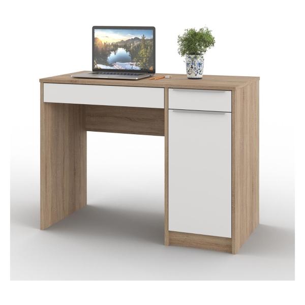 Стол компьютерный Мебель-Комплекс Нордик исп. 2/МК/дуб сонома-белая аляска