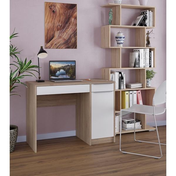 Стол компьютерный Мебель-Комплекс Нордик исп. 2/МК/дуб сонома-белая аляска