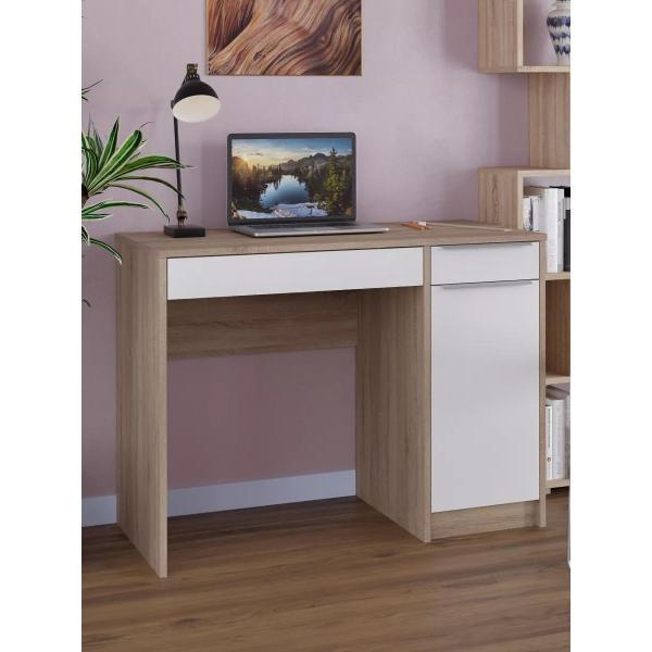 Стол компьютерный Мебель-Комплекс Нордик исп. 2/МК/дуб сонома-белая аляска