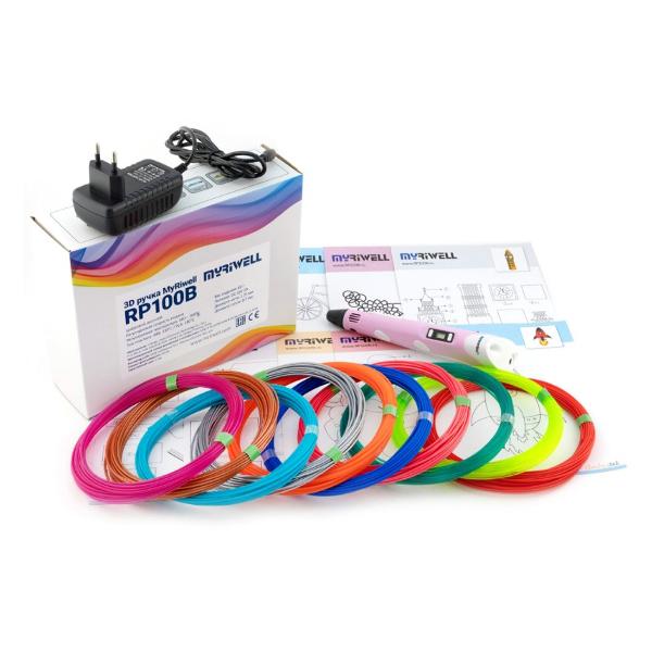 3D-ручка MyRiwell RP100B-Pink-PLA100 с набором пластика