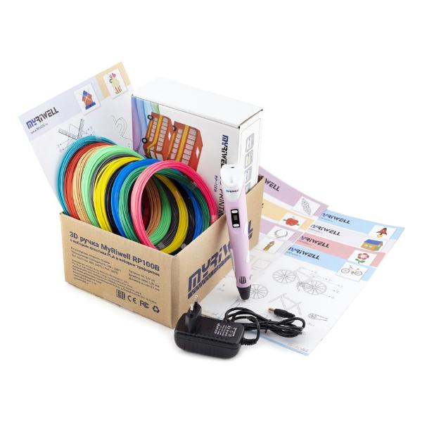 3D-ручка MyRiwell RP100B-Pink-PLA100 с набором пластика
