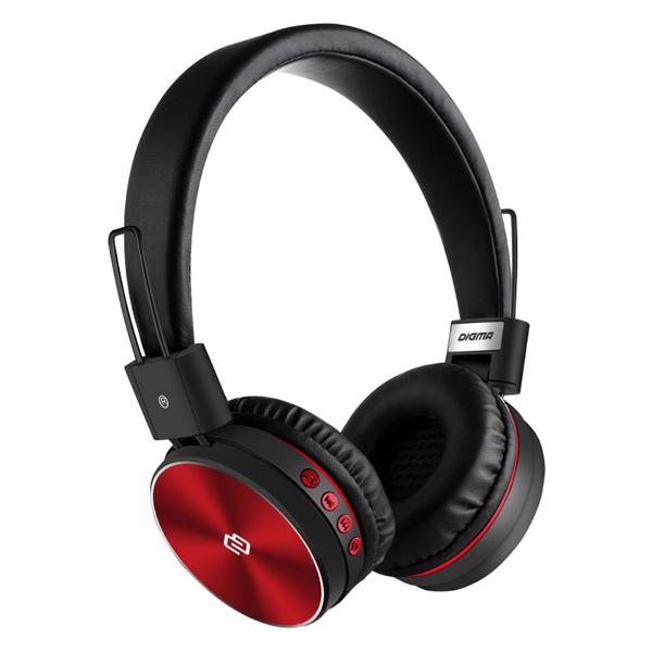 Наушники накладные Bluetooth Digma BT-12 Red черный