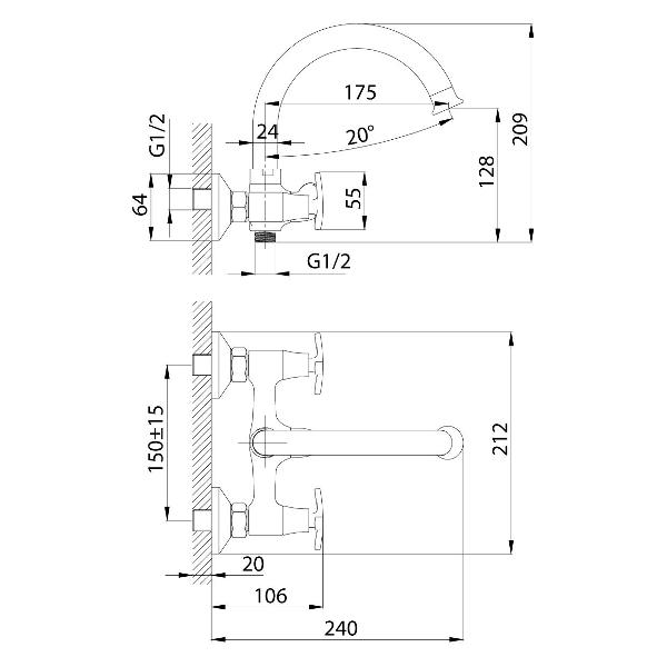 Смеситель для ванны Rossinka RS40-83