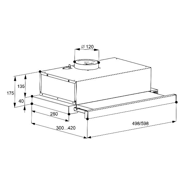Вытяжка встраиваемая в шкаф Kuche VFB 500 BL