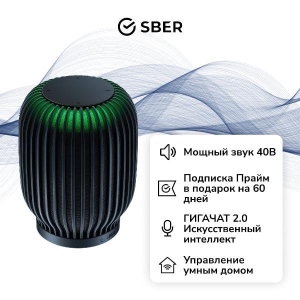 Умная колонка Sber SberBoom с ГигаЧат 2.0, 40 Вт, черный