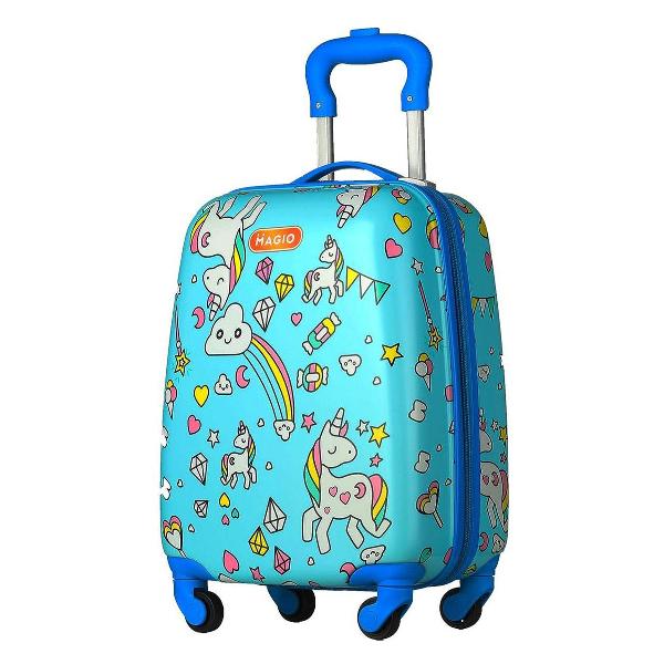 Чемодан Magio Милые единороги бирюзовый фото