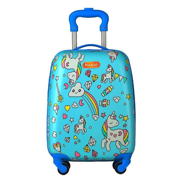Чемодан Magio Милые единороги бирюзовый
