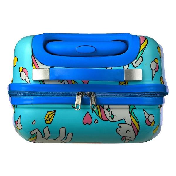 Чемодан Magio Милые единороги бирюзовый