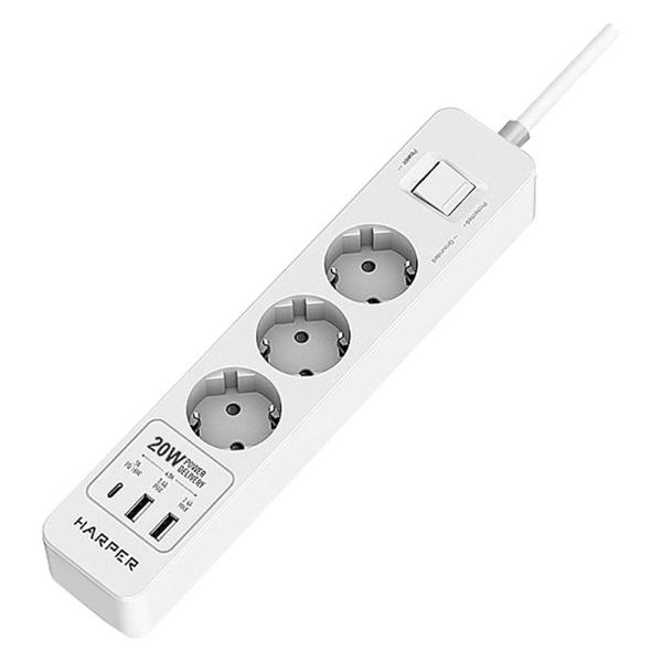 Удлинитель Harper UCH-440 белый PD3.0
