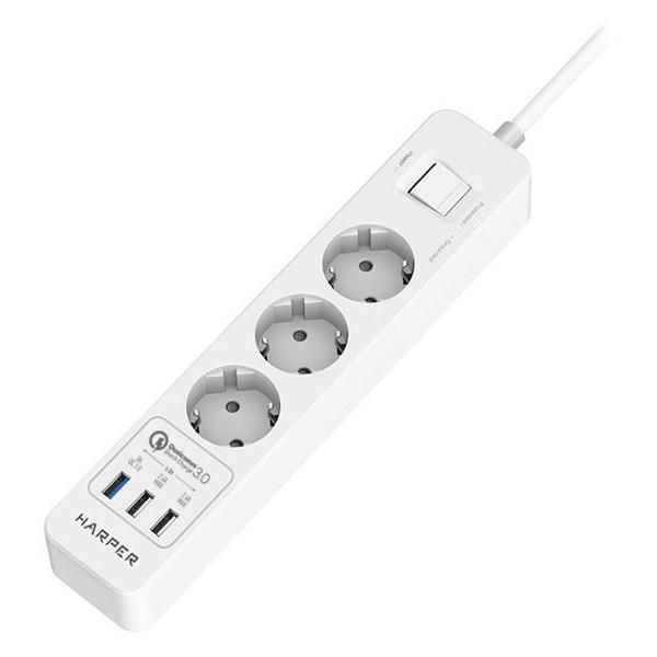 Удлинитель Harper UCH-340 QC3.0 белый