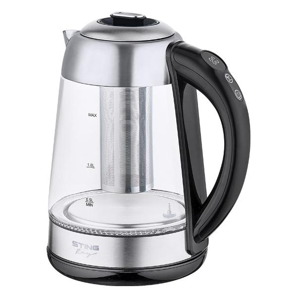 Электрочайник Stingray ST-KT3001B серебристый/черный