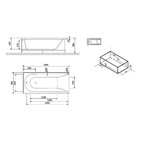 Ванна акриловая Am.Pm W72A-170-075W-R2