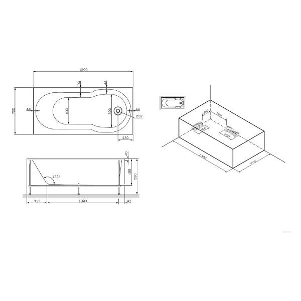 Ванна акриловая Am.Pm W88A-150-070W-R