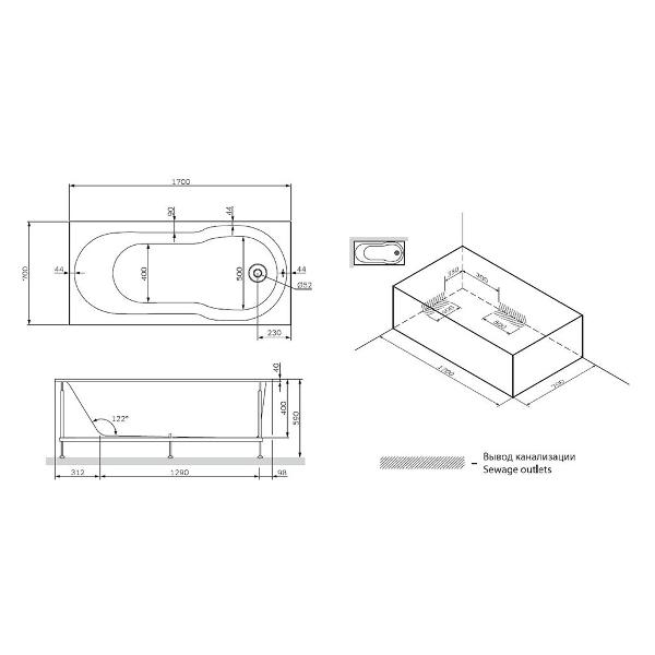 Ванна акриловая Am.Pm W88A-170-070W-R