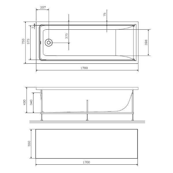 Ванна акриловая Am.Pm W90A-170-070W-P1