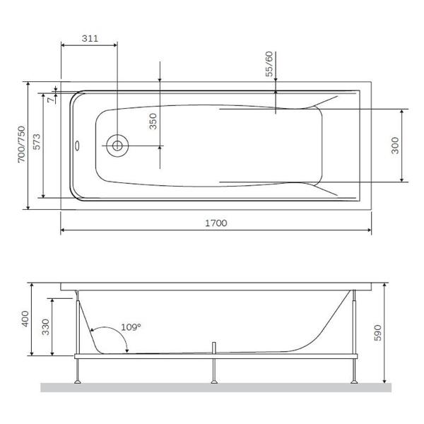 Каркас для ванны Am.Pm W80A-170-070W-R