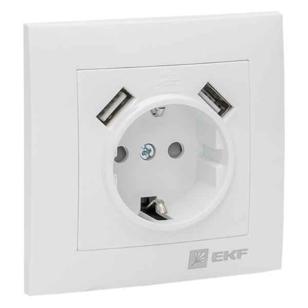 Розетка EKF EWR16-028-10-2USB