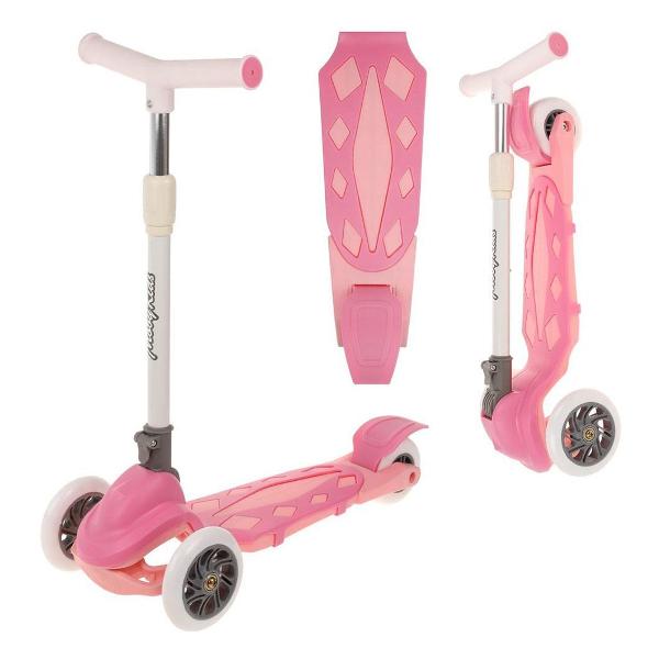 Самокат Moby Kids Dragon, складной, 120 мм PVC, розовый (641444)