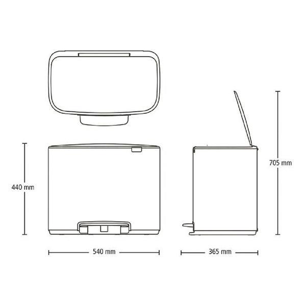 Ведро Brabantia Bo Touch Bin 11+23л 208348