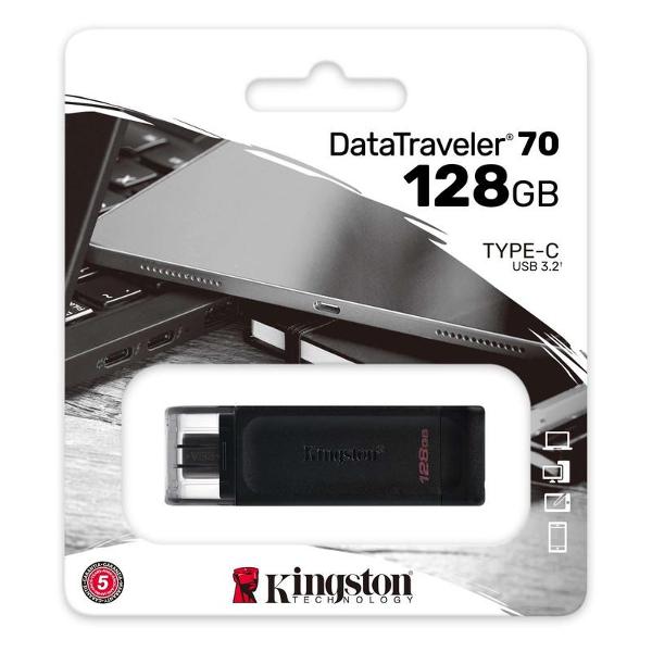 Флэш диск Kingston DataTraveler 70 128GB Type-C USB3.2 черный