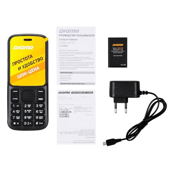 Мобильный телефон Digma Linx A172 32Mb черный