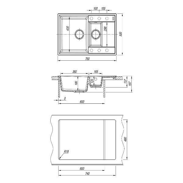 Мойка кухонная Lemark RAMZA 760 Gray