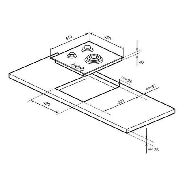 Встраиваемая газовая панель независимая Hebermann HBGG 453.1 W