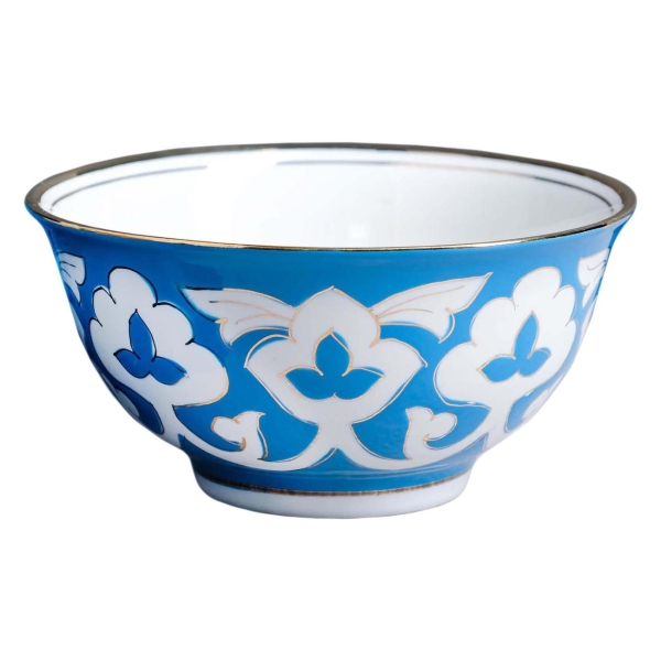 Тарелка столовая Шафран пахта голубая в золоте 7486713