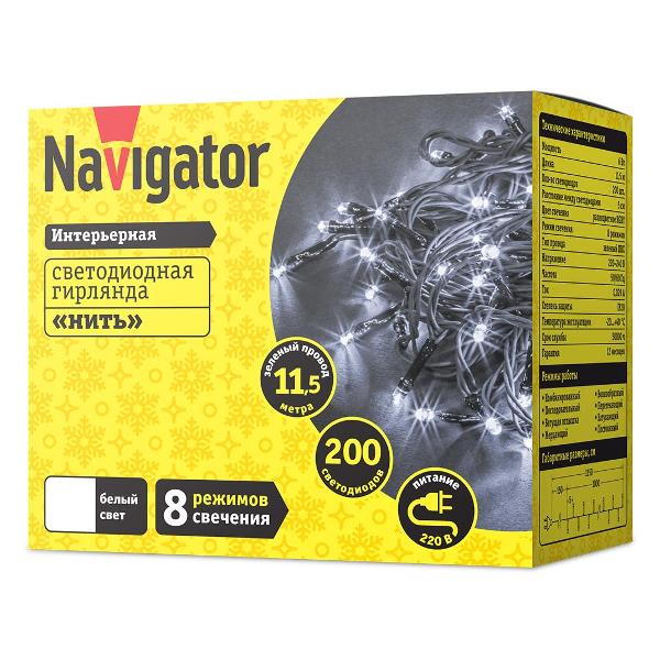 Елочное украшение, новогоднее украшение Navigator NGF-S01-200WW-5-11.5m-230-C8-G-IP20