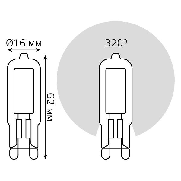 Лампочка Gauss G9 AC220-240V 5.5W 480lm 3000K стекло