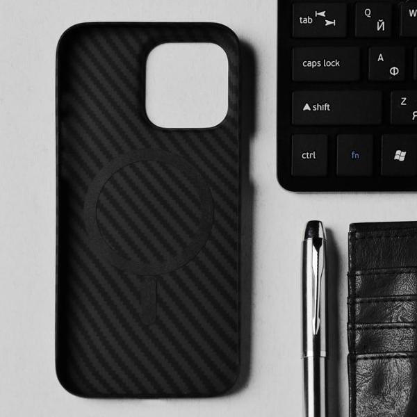 Чехол Hoco iPhone 14 Pro Max кевларовая текстура MagSafe черный