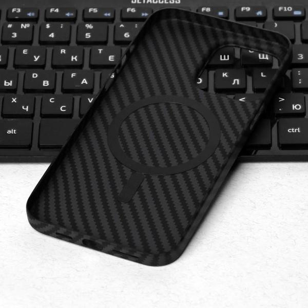 Чехол Hoco iPhone 14 Pro Max кевларовая текстура MagSafe черный