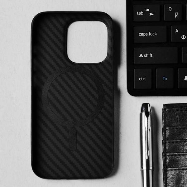Чехол Hoco для iPhone 14 Pro кевлар. текстура MagSafe черный