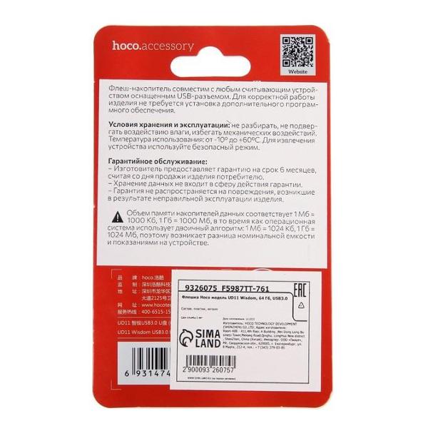 Флэш диск USB Hoco UD11 Wisdom 64GB