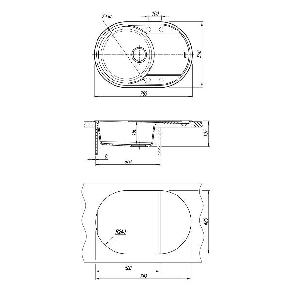 Мойка кухонная Lemark LACHA 760 Gray