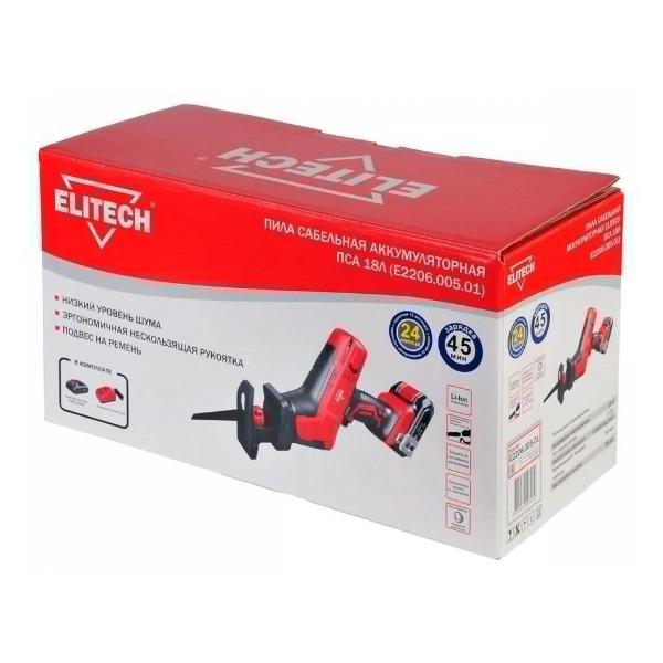 Пила сабельная аккумуляторная Elitech ПСА 18Л (E2206.005.01)