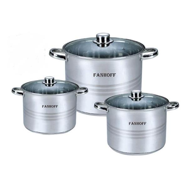 Набор кастрюль Fanhoff (6пр.) 8,5л/10,5л/13л