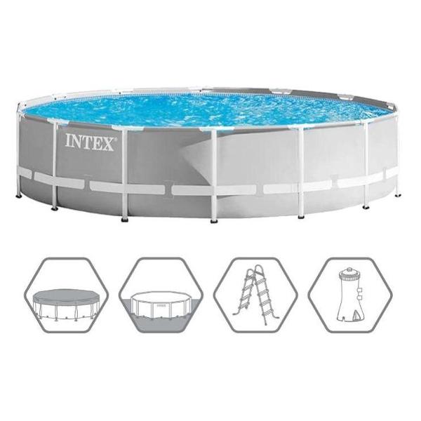 Бассейн надувной Intex 26720 серый