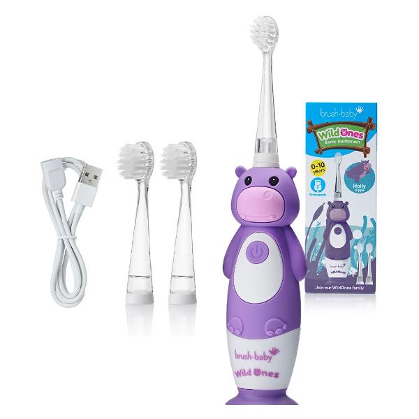 Электрическая зубная щетка Brush-Baby Sonic WildOnes Бегемот