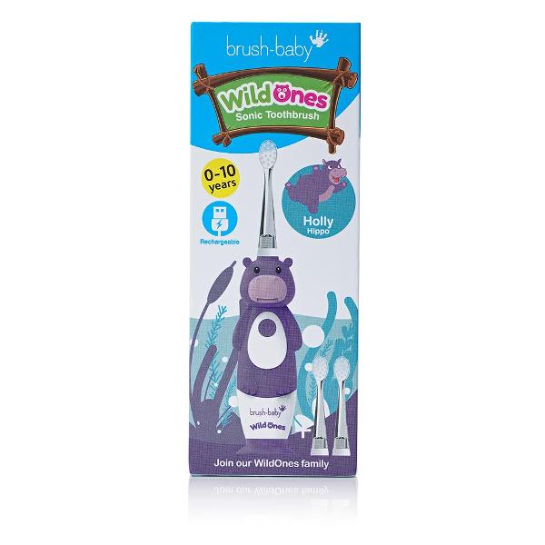 Электрическая зубная щетка Brush-Baby Sonic WildOnes Бегемот
