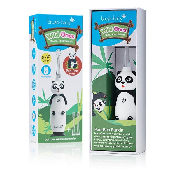 Электрическая зубная щетка Brush-Baby Sonic WildOnes Панда белая