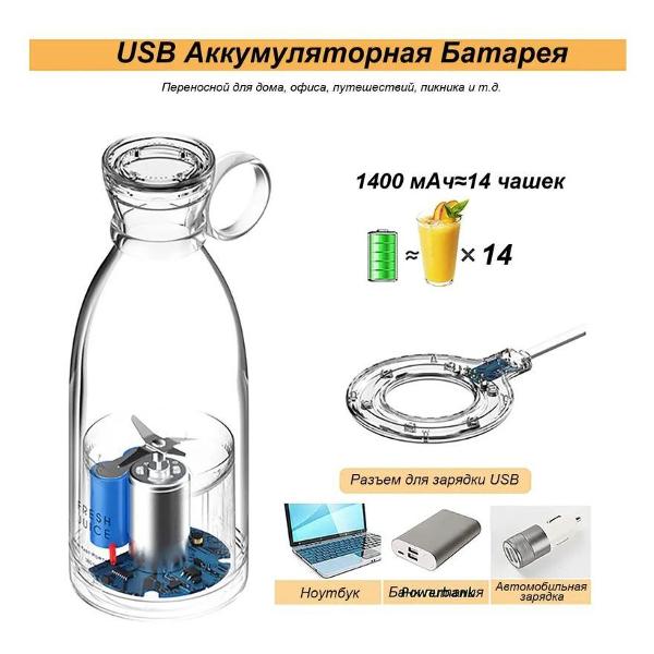 Портативный блендер FRESH JUICE s1254 розовый